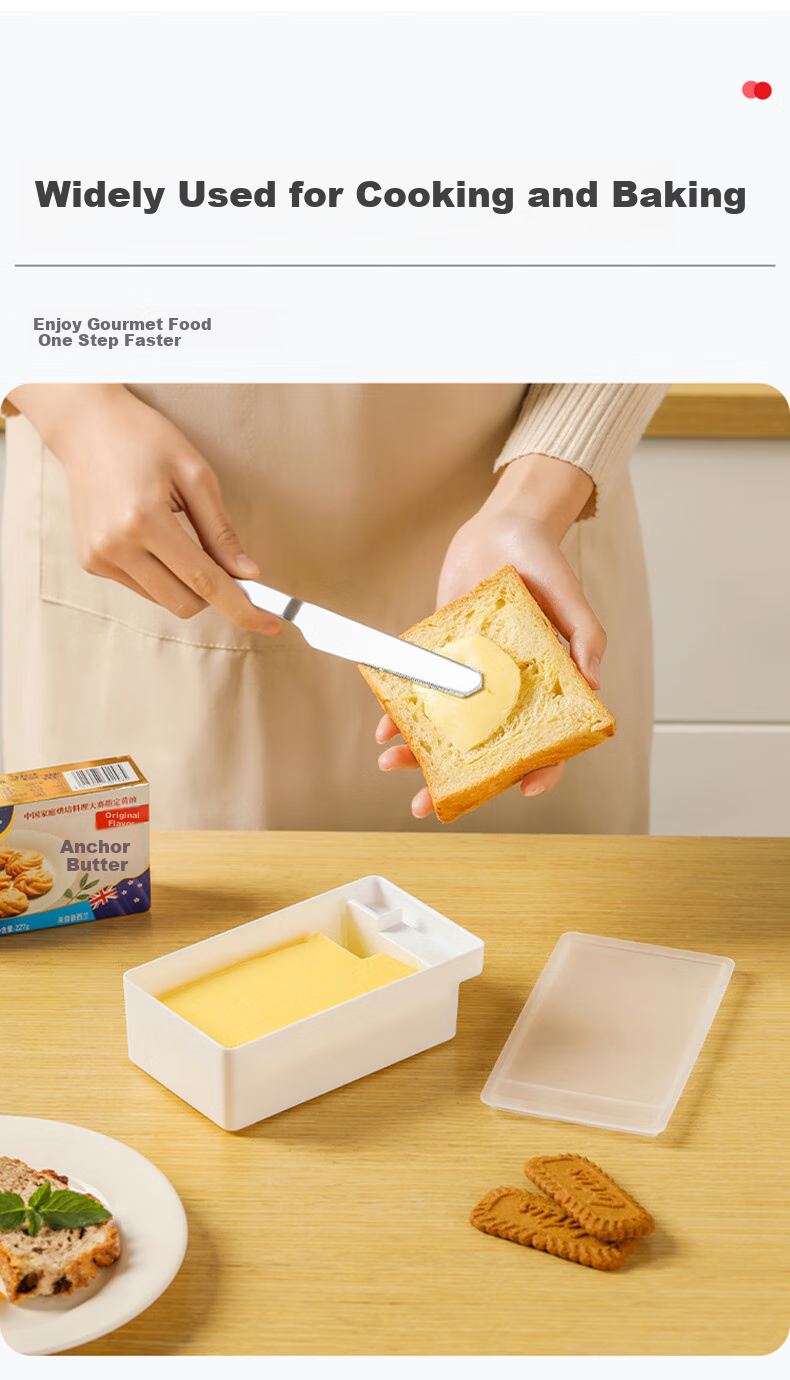 Baijie Butter Container, Storage Box with Lid, Refrigerator Organizer, Cheese Cutter, Large Size 11
