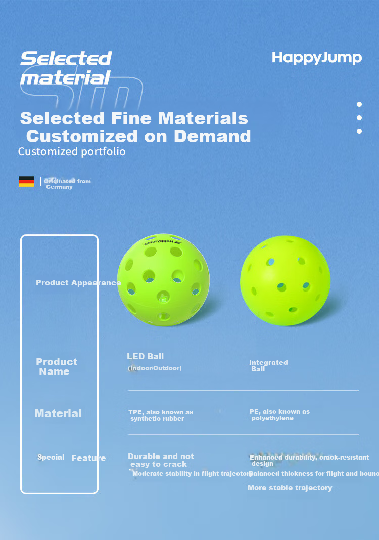 HiJump (Germany) LED Glow Pickleball Night Vision Indoor Outdoor 40-Hole Pickleball Ball 4