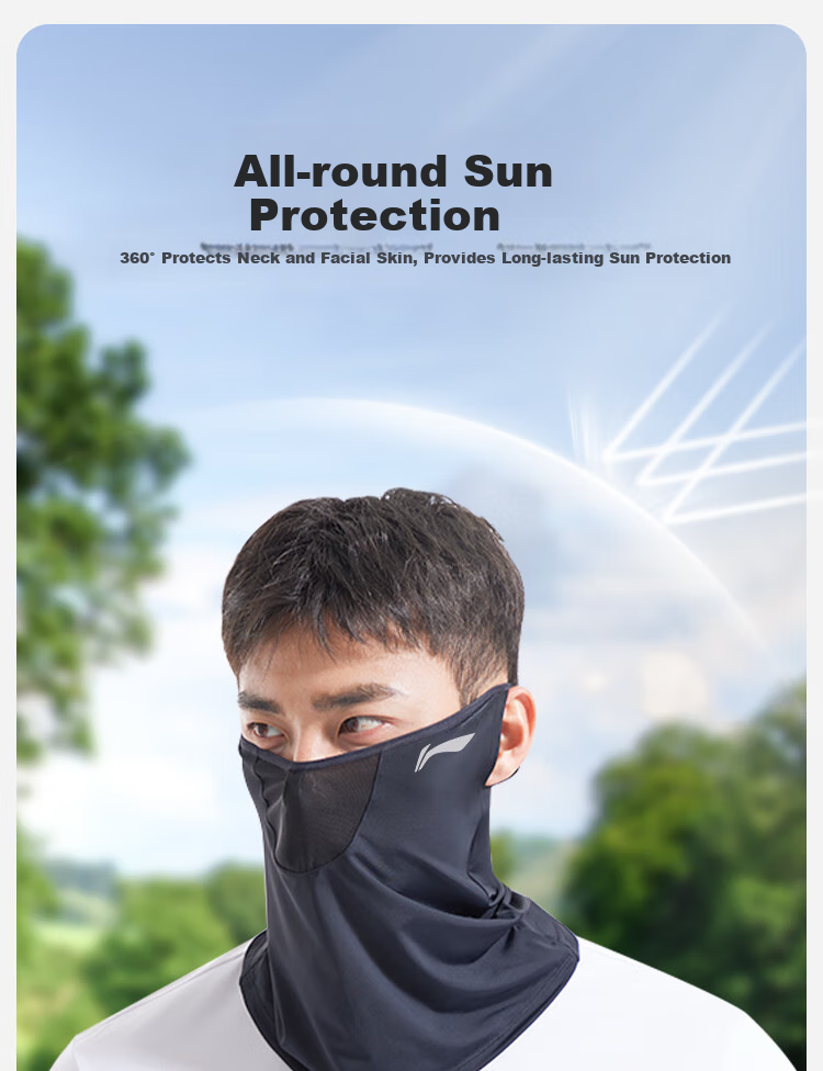 Li-Ning Sun Protection Face Mask for Men And Women, UV-Resistant Ear-Hook Cycling Summer Ice Silk Neck Gaiter Headband Windproof Dustproof 4