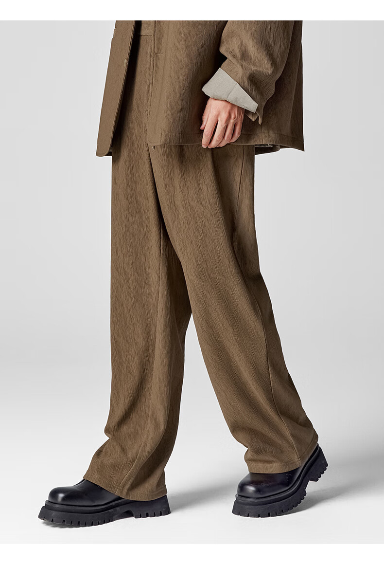 BODYDREAM Men's Casual New Draped Straight-Leg Textured Wide-Leg Wilderness Melard Trousers 12