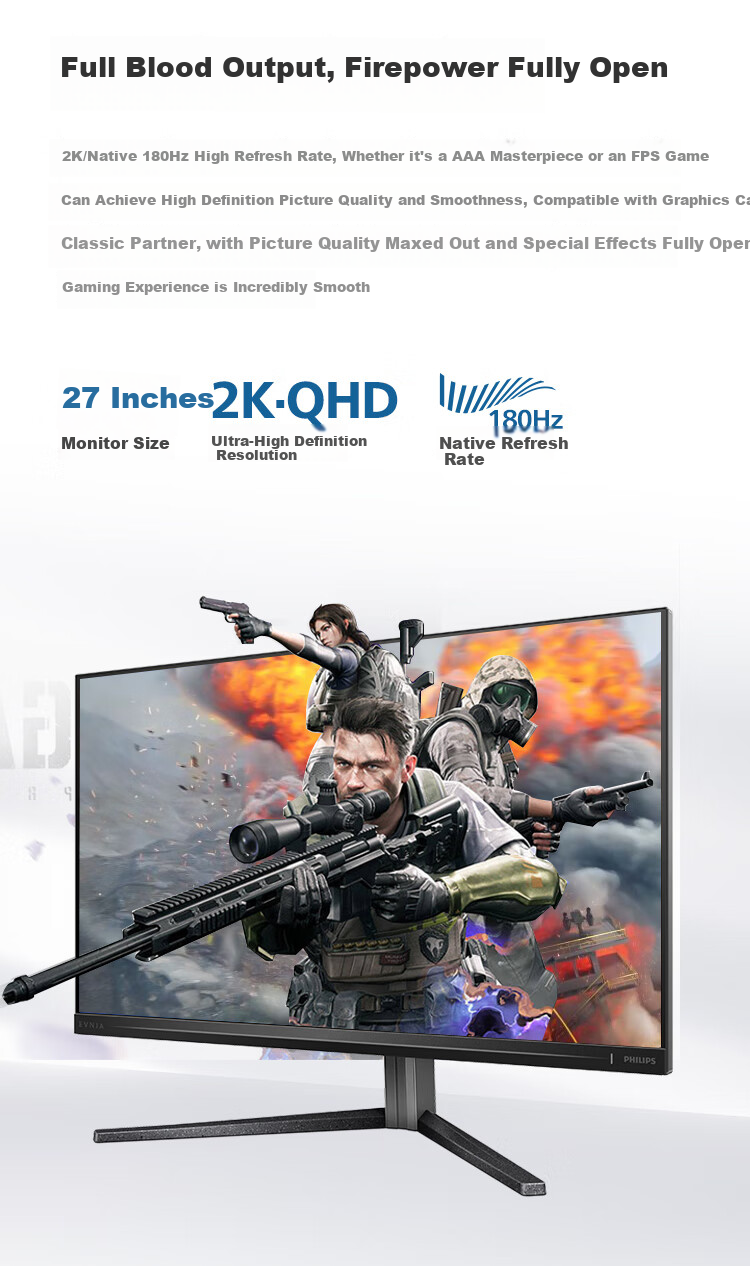 Philips YIWEI 27-inch 2K 340Hz Blue Light Filtering Polarized Hardware Eye Protection Fast IPS Ai Low Blue Light HDMI 2.1 Gaming Monitor 27M4P5501U 7