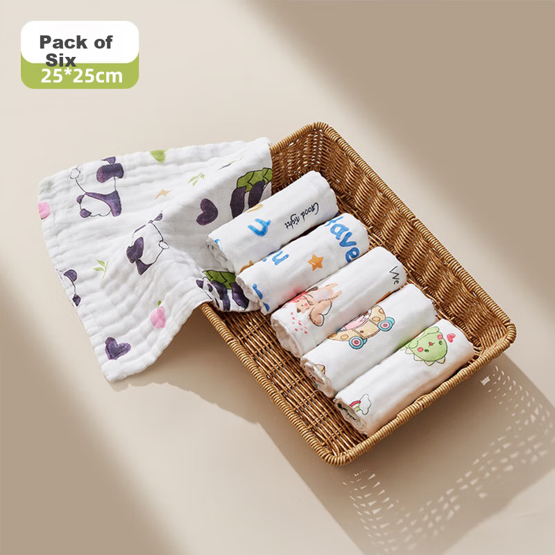JOYNCLEON Baby Drool Bib Towel, Pure Cotton, 6-Layer Gauze, Small Square Towel, Soft Children's, Pack of 6, 30 Jyp171062 20