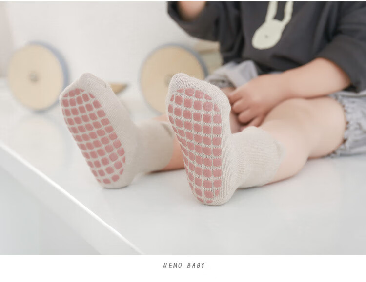 Five Cotton 3 Pairs Baby Socks Spring Toddler Non-Slip Floor Socks Insulated Foot Covers Early Education Socks for Children 3