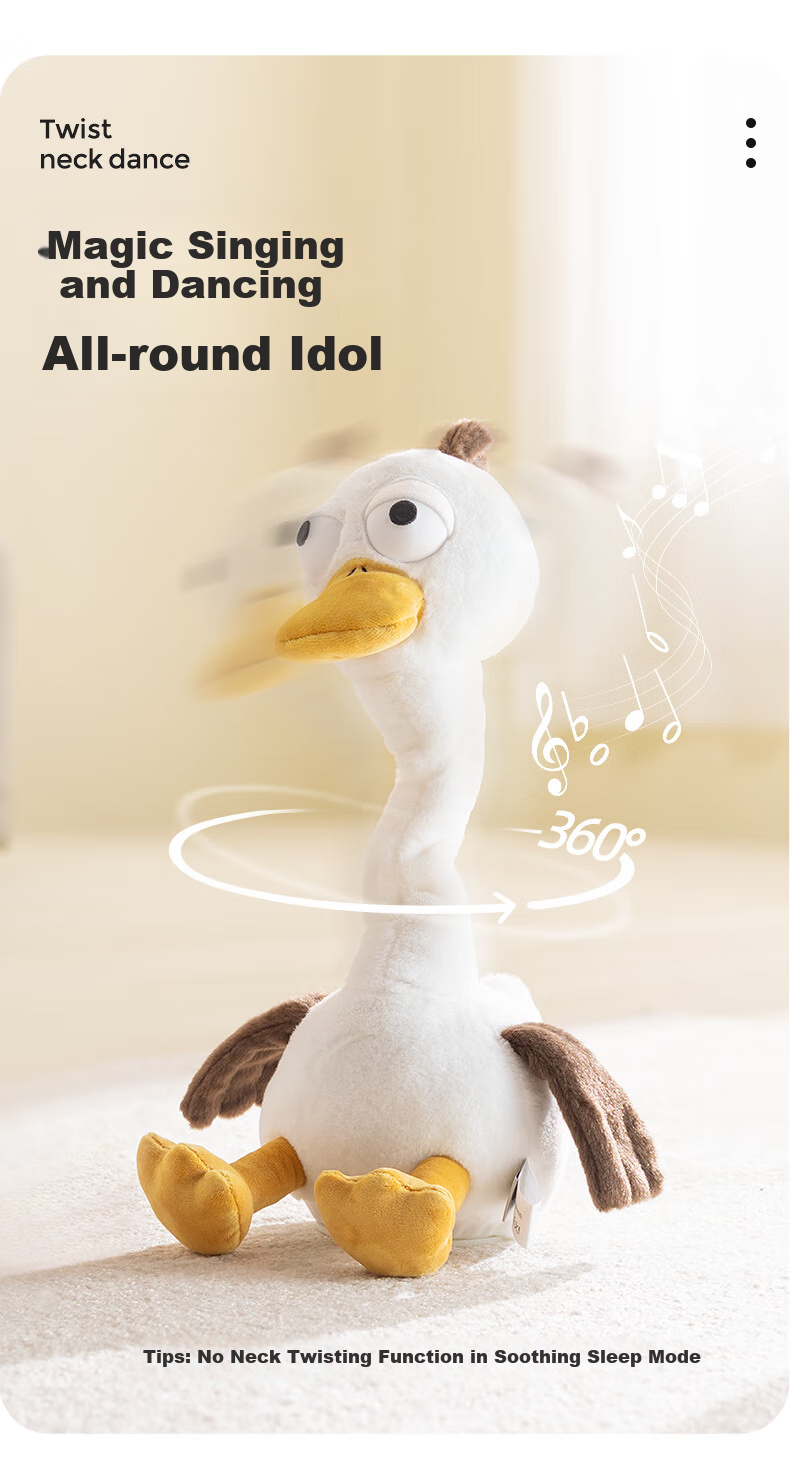 HUILE TOYS Infant Plush Toys, Talking Duck Comforting Doll, Learning to Speak, Birthday Gift 6