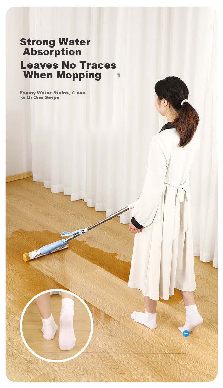 MARYYA Large Sponge Mop, 38cm with Two Heads, Extended Handle, Absorbent Sponge, Household All-In No-Hand Cleaning, 2026 Floor Mopping Cloth 8