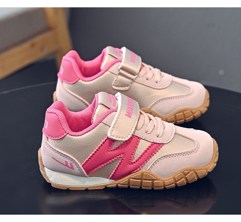 Warrior Girls' Sports Shoes Spring and Autumn White Sneakers Lightweight Kids Running Shoes WZ-1643 Beige/Purple Size 28 14