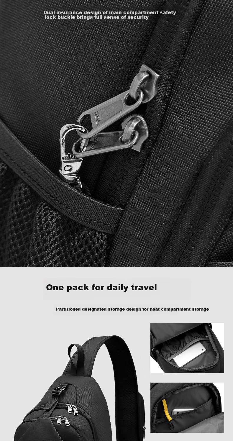 ALPINT MOUNTAIN Er'mengdu 12L Commuter Crossbody Bag, Large Capacity Chest Bag, Sports Outdoor Hiking Cycling Pack, Trekking Backpack for Me 3