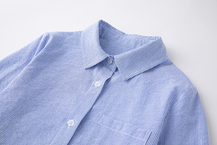 Hacikis Kids Spring and Autumn Children's Shirt Boys and Girls Striped Long Sleeve School Style Shirt Light Blue 170 5