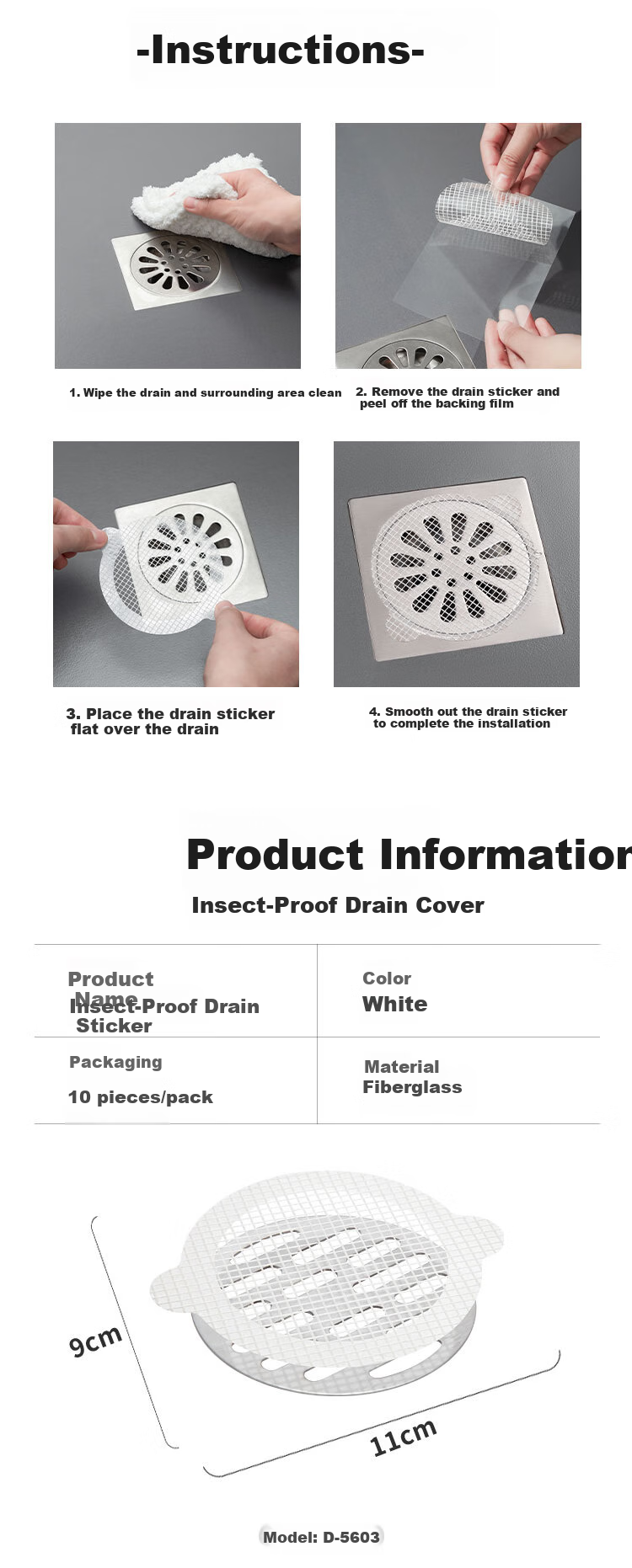 Imakara Bathroom Long Strip Drain Sticker, Toilet Drain Filter Mesh, Hair Filter Drain Sticker, Filter Mesh Cover 8