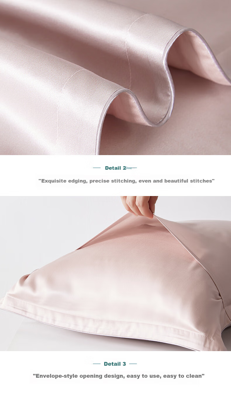 Taihuxue Solid Color Adult Silk Pillowcase, Silk Fabric, Smooth And Soft for All Seasons, Glacier Gray, 48*74 15