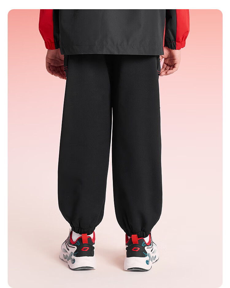 Balabala [balaOne] Kids Fleece Lined Pants Boys Girls Loose Fit Jogger Red New Year Celebration Trousers 3