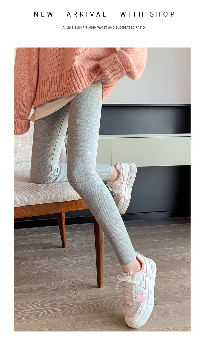 LangSha Women's Autumn Fleece-Lined Slim Fit High Waist Stretchy Sports Leggings Dark Gray 5