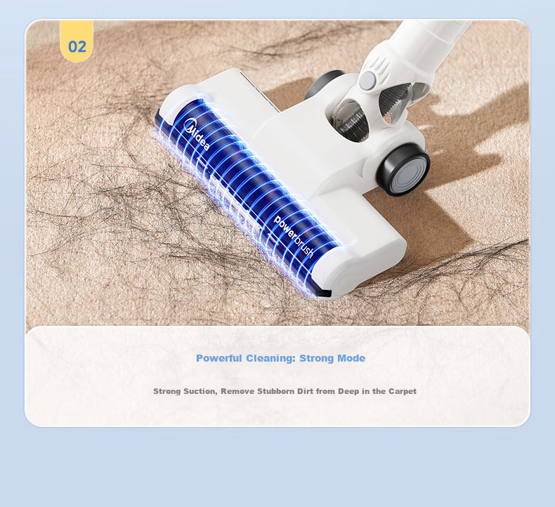 Midea Cordless Vacuum Cleaner, Household Pet Handheld Vacuum, Powerful Suction, Lightweight, Car-Mounted, Long Battery Life, Carpet And Pet Hair Suction Device Q2 8
