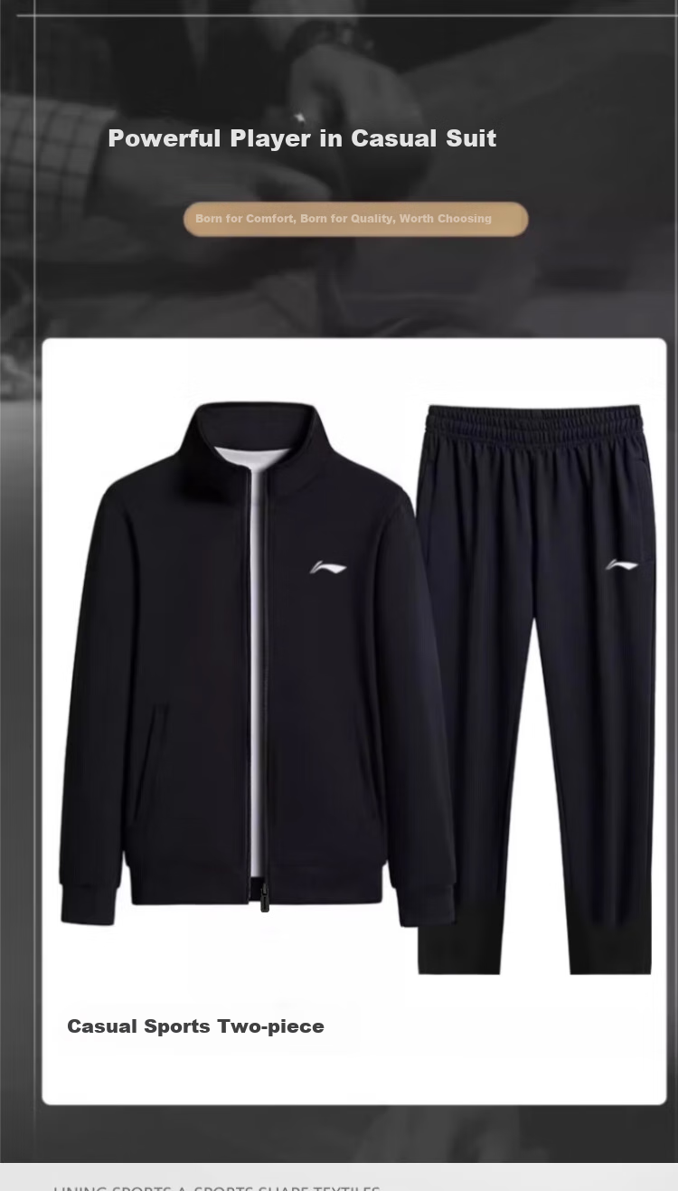 Li-Ning Men's New Spring and Autumn Sports Suit Jacket Zip-up Sweatshirt Running Set Sports Pants Casual Fitness Tracksuit 1