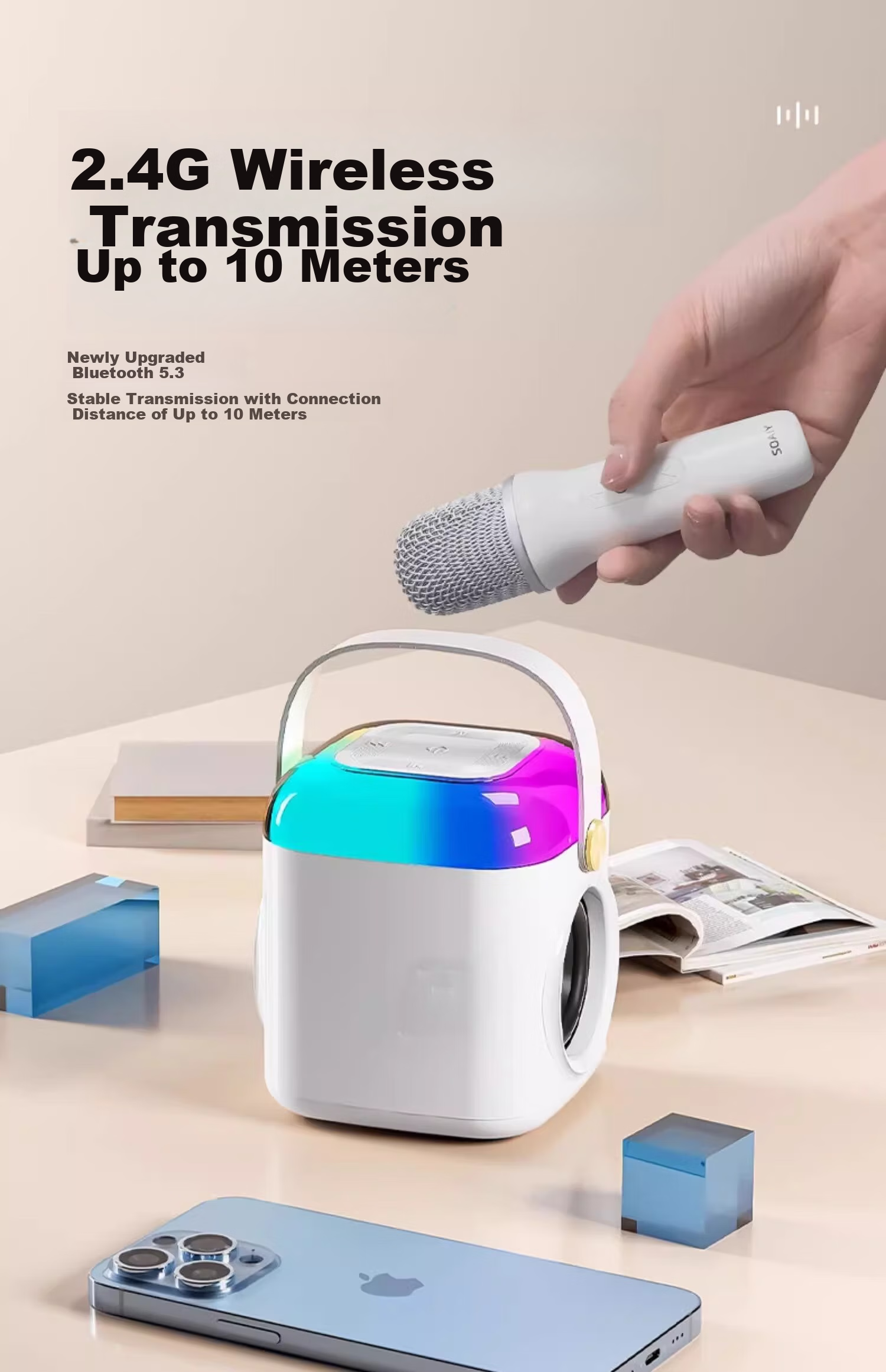 Soaiy SK18 Microphone, Karaoke Microphone, All-In Wireless Bluetooth Speaker, Singing Special Device, Home KTV Sound System Set, Children's Microphone for Home Use 14
