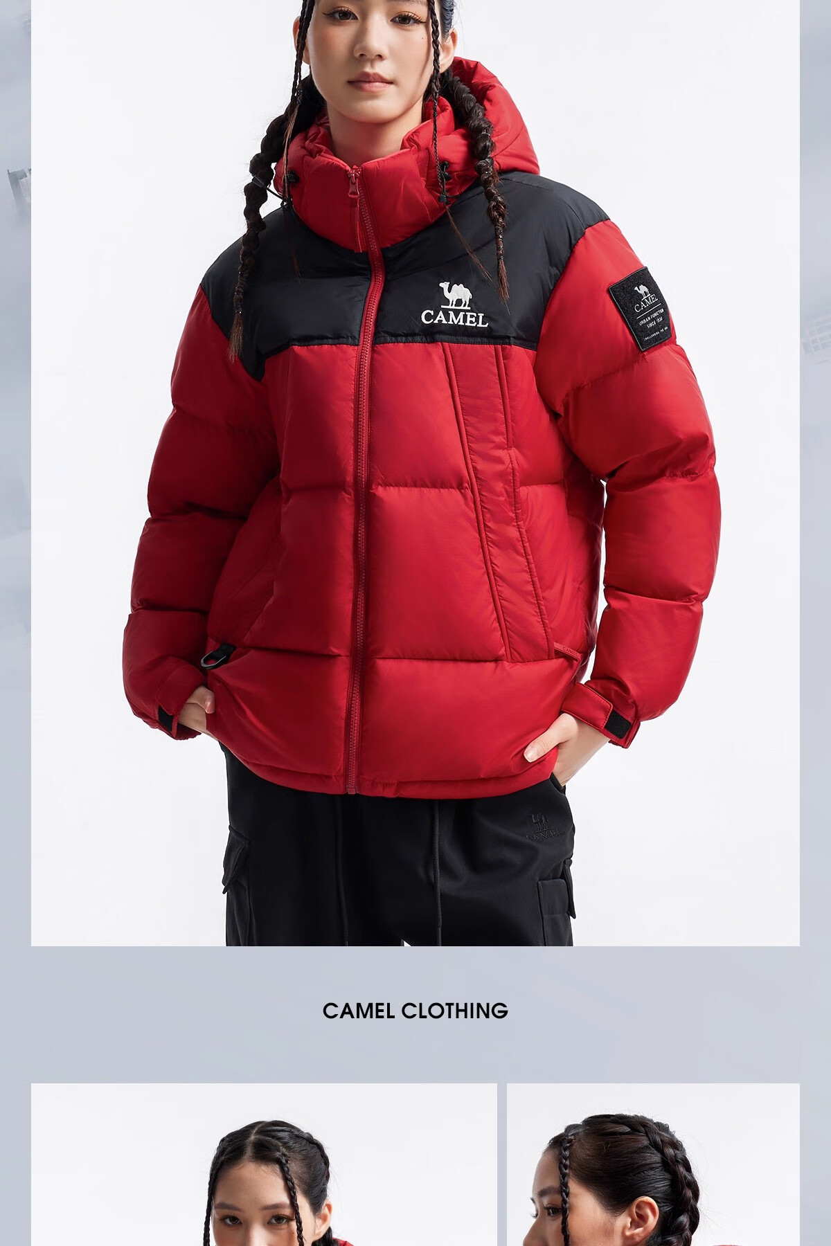 CAMEL Women's Down Jacket 2025 Autumn Winter New Thickened Warm Unisex Hooded Down Puffer Coat 6