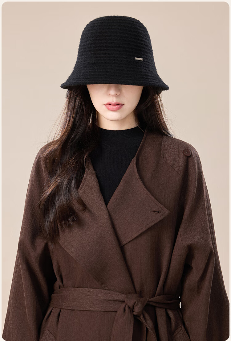 JIUMU Sheep Wool Warm Fisherman Hat Autumn Winter Slim Face Bucket Hat Elegant Fedora Winter Windproof Cold Resistant Hat for Women 11