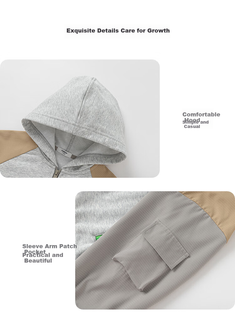 Balabala Boys' Jacket 2025 Spring New Hooded Outdoor Top [Mall Same Style] 201125105112 4