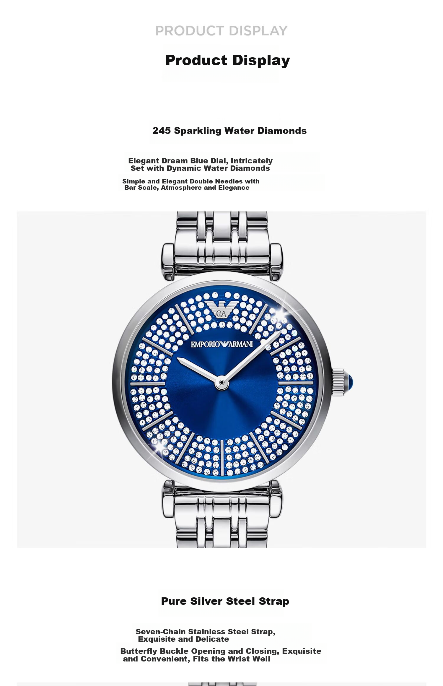 EMPORIO ARMANI Ladies' Watch, Starry Sky Series in Night Sky Blue, Birthday Gift for Girlfriend, AR11627 6