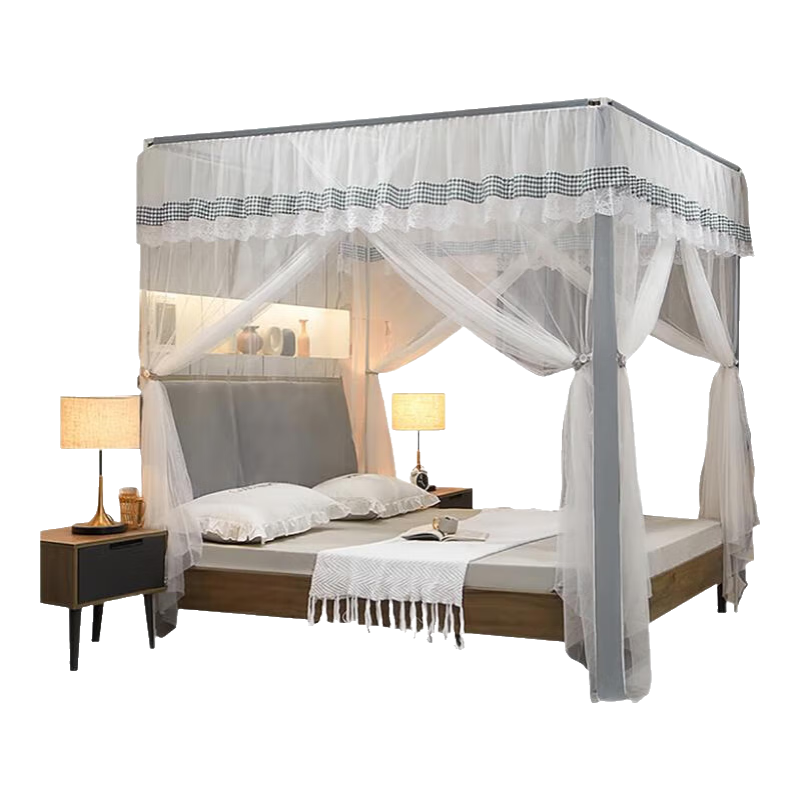 FUANNA Shiguang Mosquito Net with Thickened Frame, Three-Door Opening, 1.5x2 Meter Bed [Dense Mesh, Easy to Assemble And Disassemble]