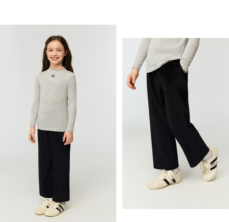 AIMER KIDS Girls' Anti-Static Straight-Leg Leggings Vintage Striped Outerwear Pants - Black 170 7