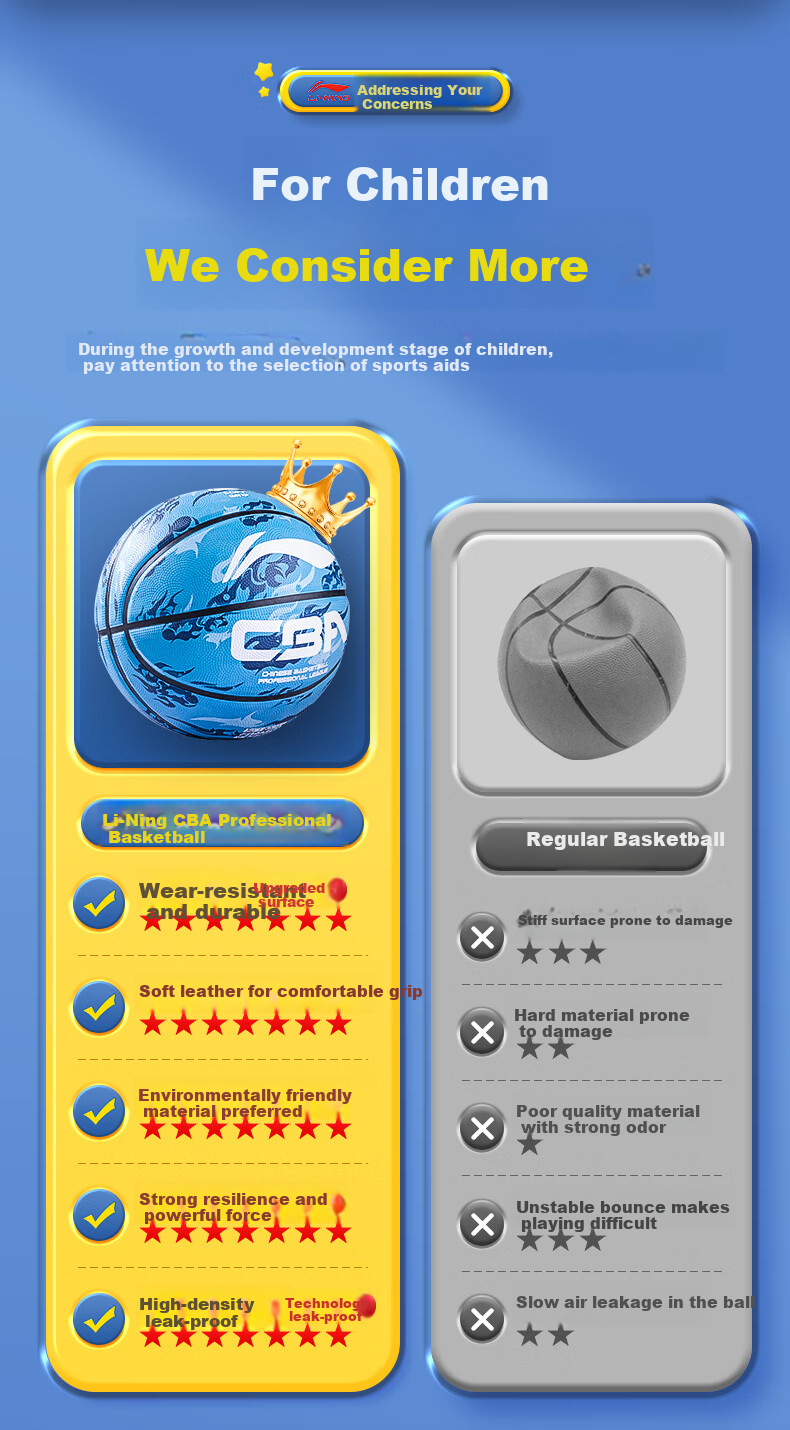 Li-Ning Basketball Size 5 for Children, Elementary School Students, Youth, Indoor And Outdoor Training, Durable Basketball, Gift 4