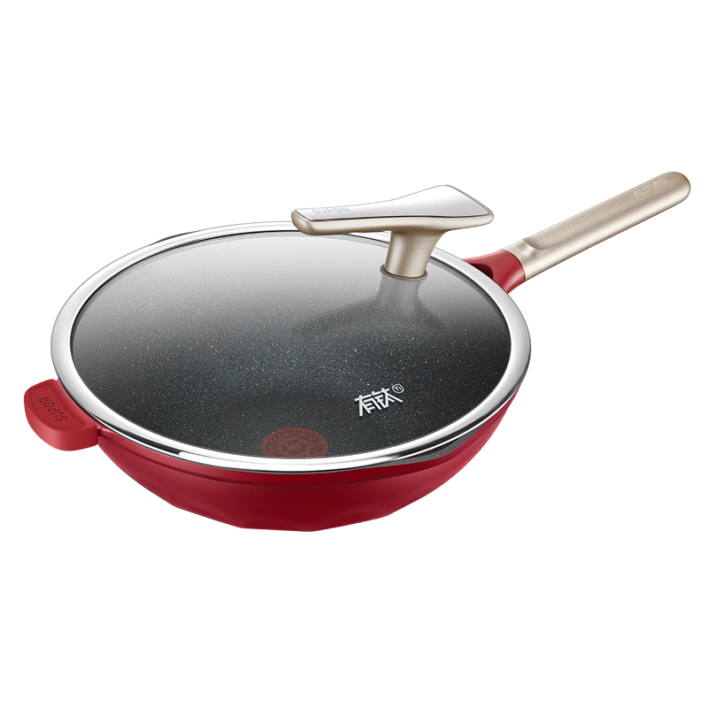 SUPOR Titanium Non-Stick Wok, National Standard Grade 1, 8x Wear-Resistant, Compatible with Induction and Gas Stoves, 34cm