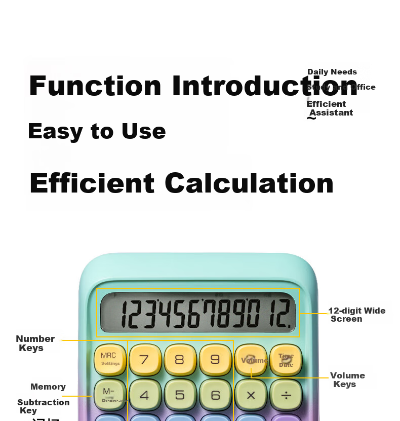 Deli Round High-Button Voice Calculator for Children, 12-Digit Wide Screen Display, Stylish Student/Office Supplies, Beige TE26 11