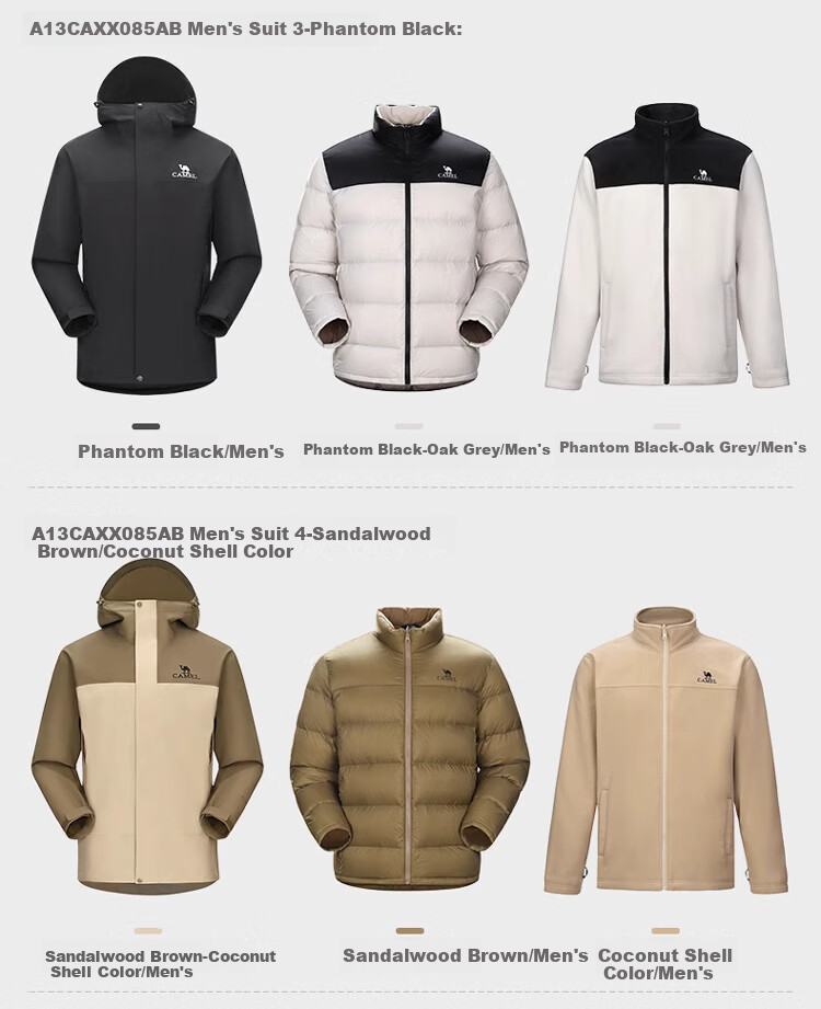 CAMEL North Wind Jacket Three-In down Inner Liner, Windproof Waterproof Mountaineering Suit A23CF00138FD M 21