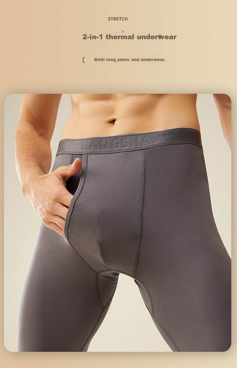 LangSha Men's Thin Modal 7A Antibacterial Thermal Underwear, Loose-Fitting Large Size High-Elastic Base Layer Long Johns 20