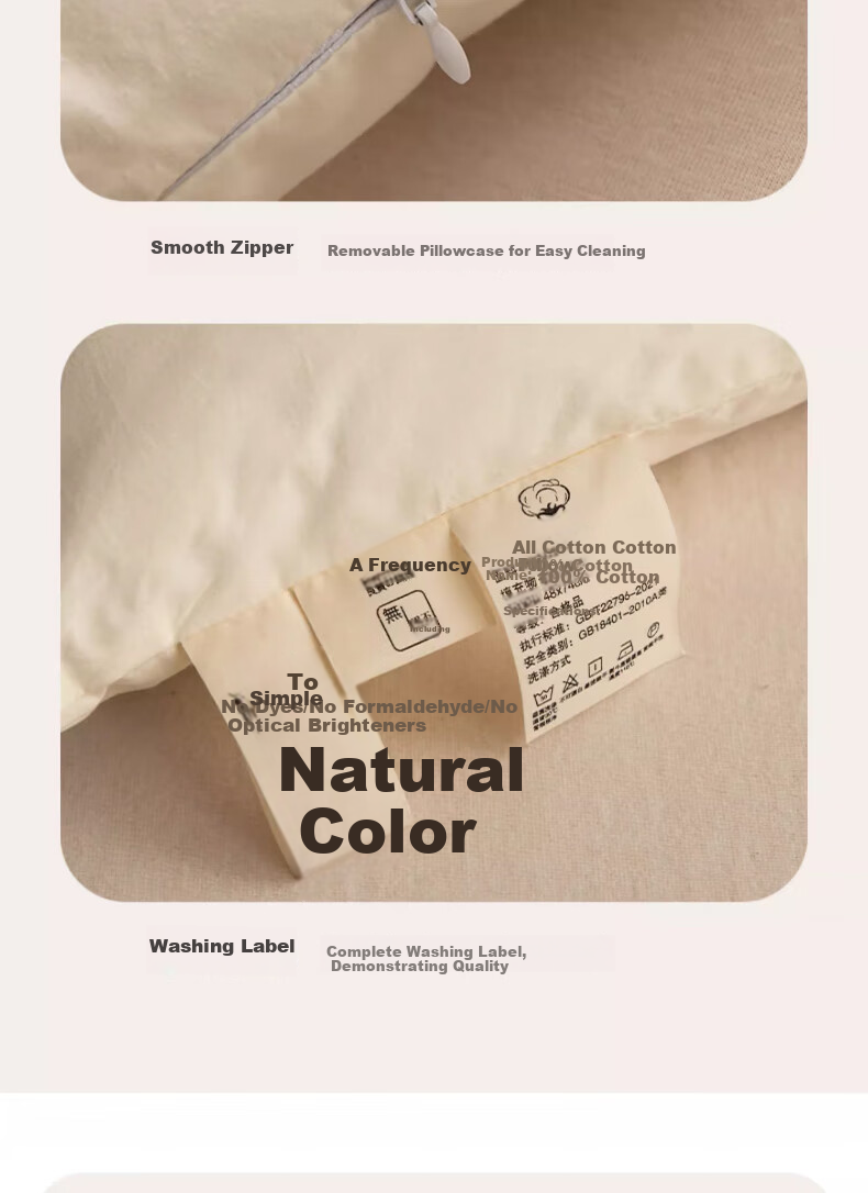 Hodo All-Cotton Pillow, Cervical Pillow for Adults, Sleeping Pillow, Hotel Pillow, Neck Support Pillow, 48*74cm Low Pillow, One Piece 12