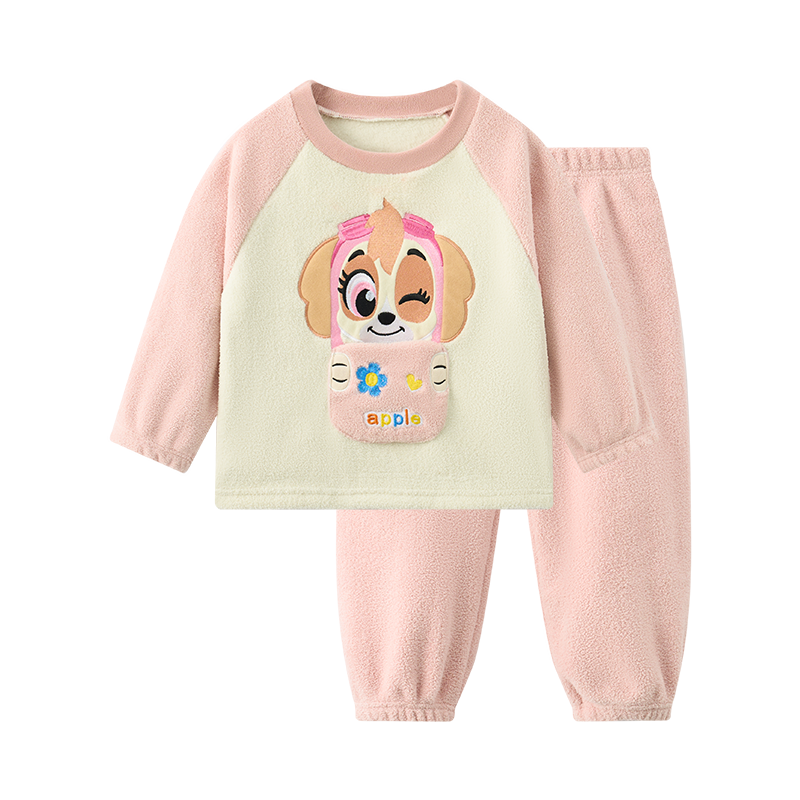 PAW PATROL Kids Coral Fleece Pajama Set Autumn Winter Baby Boys Homewear Pink Size 130
