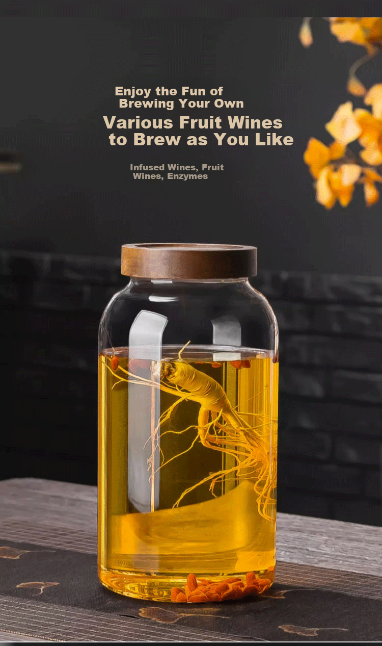 CRISTALGLASS Glass Infusion Bottle Container, Sealed Jar for Ginseng Wine, Plum And Loquat Self-Made Wine, Pickling Jar for Kimchi, 3000ML 8