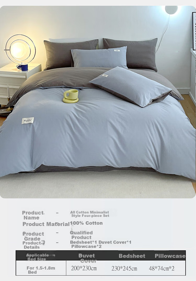 SOMERELLE A-Class 100% Pure Cotton Bedding Set 4-Piece Waffle Weave Cotton Sheet Set Duvet Cover 200x230cm for 1.5/1.8m Bed 7