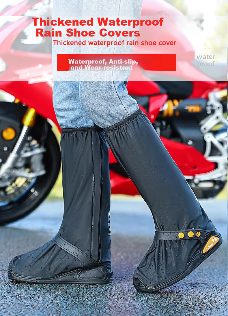 Zhaoshen Rain Shoe Covers, Thickened Waterproof Shoe Covers, Rainproof Shoe Covers, Thickened Non-Slip Wear-Resistant Adult Portable Foldable High-Top Boot Covers, Black M Size (38-39 Size) [Shipped from Beijing Warehouse] 1