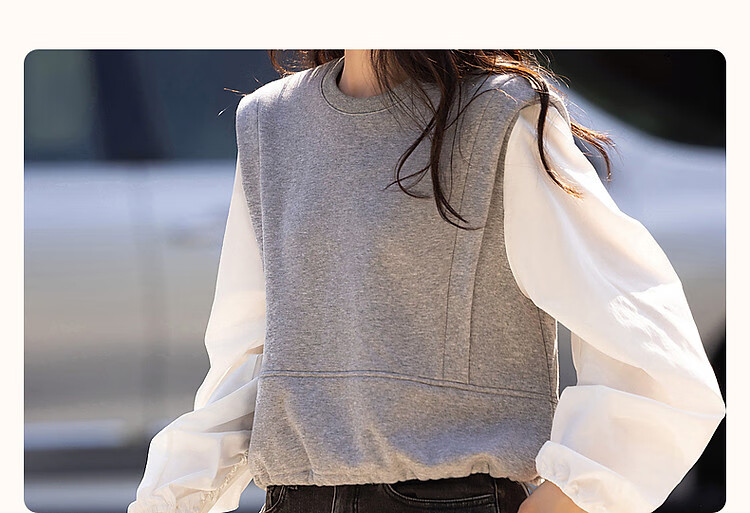 Demana Women's Spring Simple Style Cloud Texture Cotton 3D Adjustable Elastic Sweatshirt Top 2