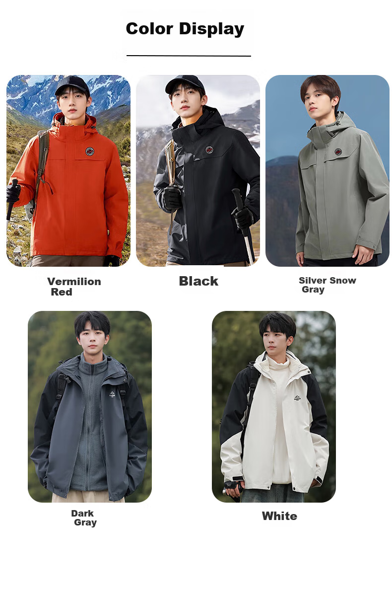Huili Men's Outdoor Three-In Jacket with Fleece Inner Layer, Windproof And Warm Detachable Hiking And Mountaineering Coat for Me 6
