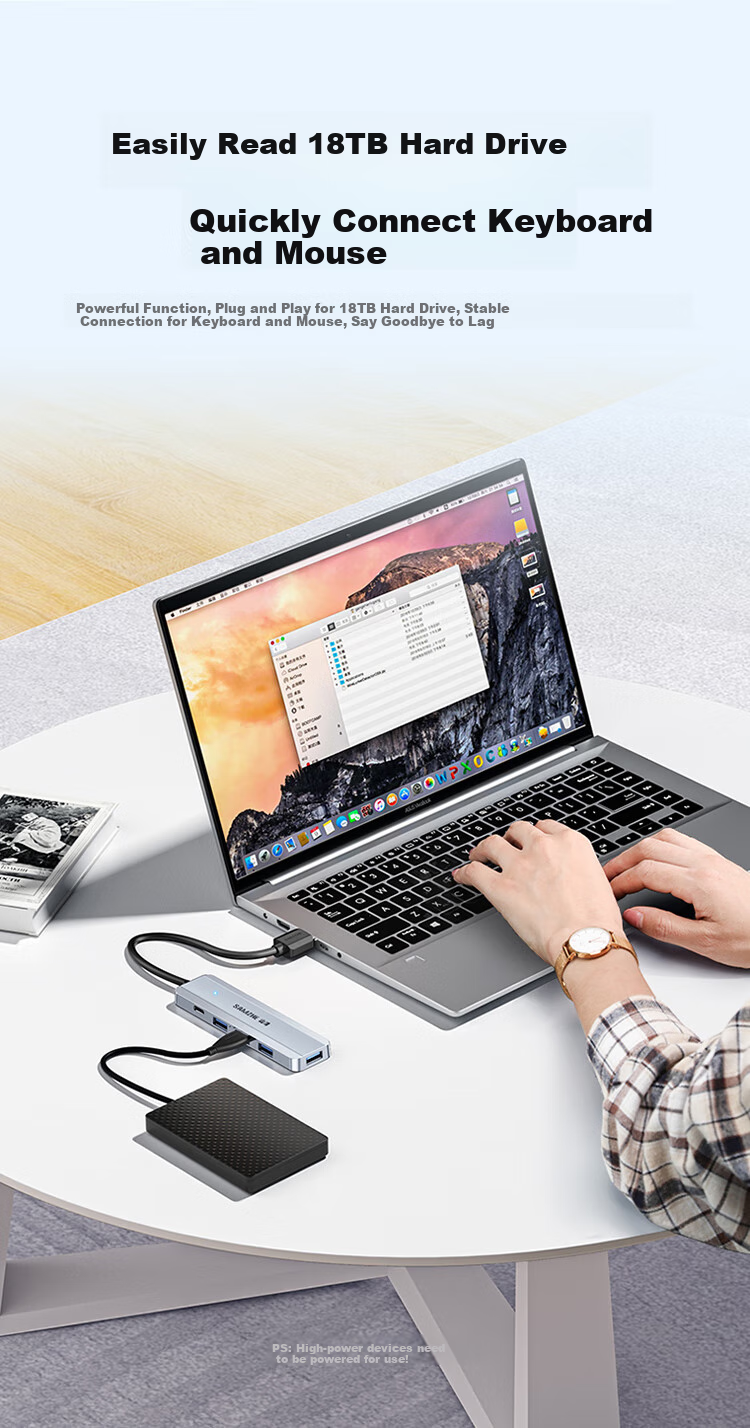SAMZHE USB3.0 Hub Expander, High-Speed 4-Port Hub Splitter Docking Station, Laptop Hub Multi-Port Adapter Converter Extension Cable HUB11 5