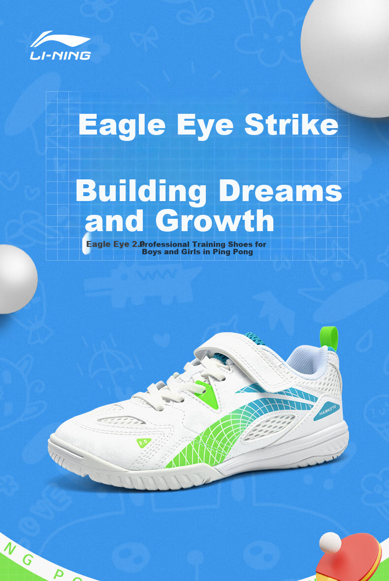 Li-Ning Table Tennis Shoes for Children, Yingyan 2.0 Breathable Shock-Absorbing Professional Competition Training Sports Shoes, Size 33 1