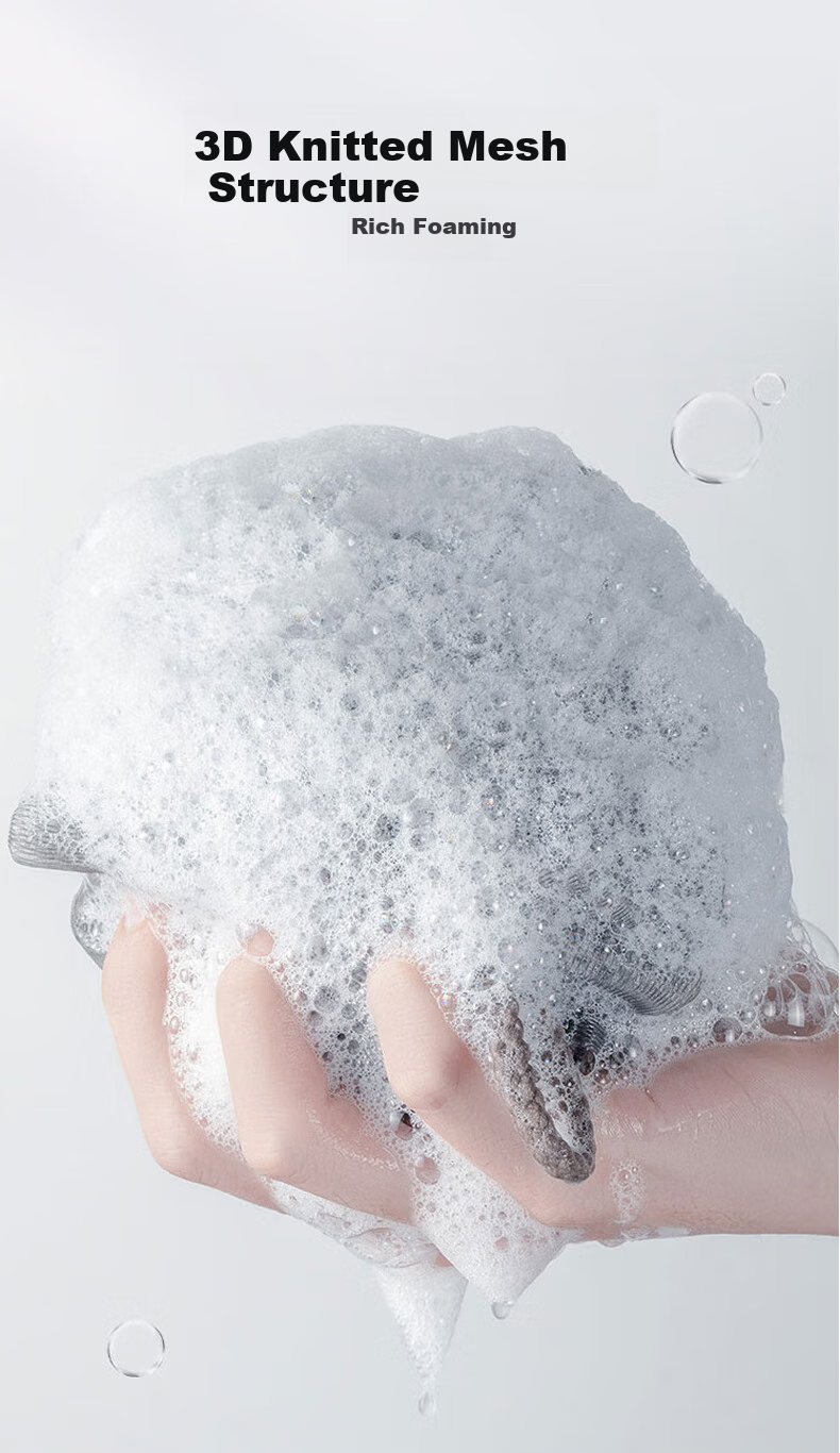 Baoshi Exfoliating Washcloth Set for Men, 3-Piece Bathing Essential, Shower Sponge, Bath Flower, Coarse And Fine Sand Scrubber, Back Scrubbing Mud Exfoliating Bar 15