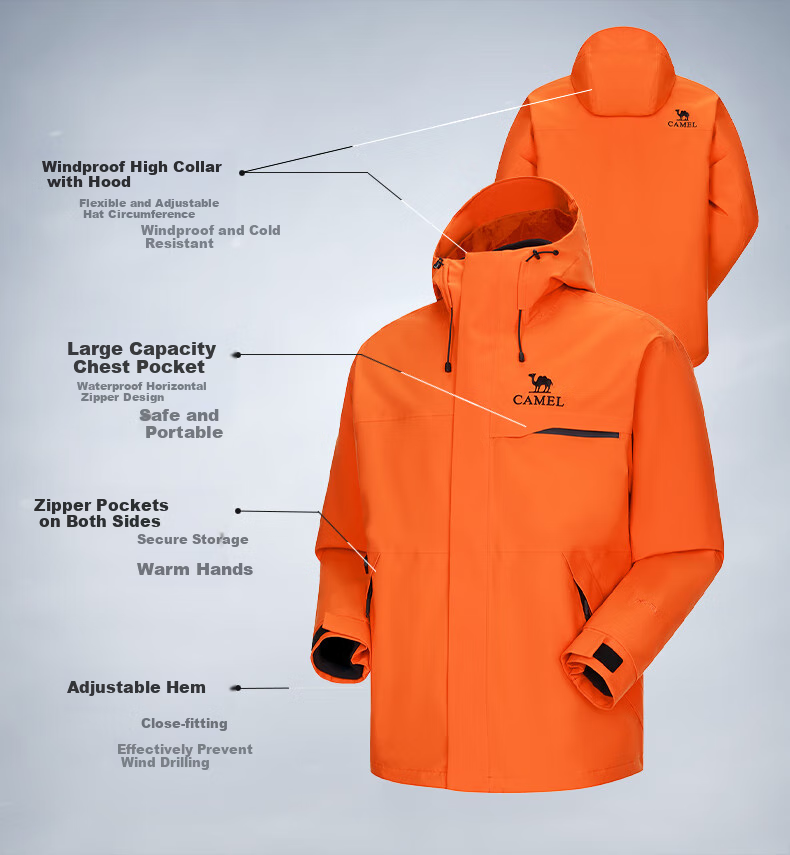 CAMEL Three-In down Inner Liner Outdoor Jacket, Windproof Waterproof Coat, Triple Protection Mountaineering Suit, G603A XS 5