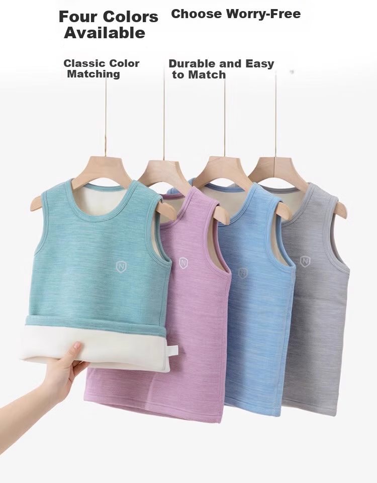 NUBIWU Children's Vest, Girls' Autumn And Winter Fleece-Lined Warm Undershirt Vest, Baby Thickened Close-Fitting Underwear, Boys' Clothing 9