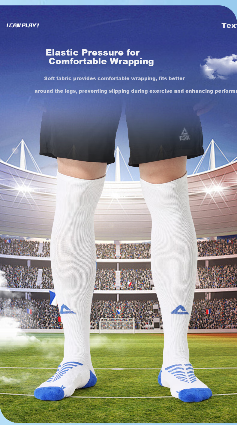 PEAK Children's Soccer Socks, Adult Thick Quick-Dry High Socks, Professional Training Compression Socks, Leg Protection Non-Slip Compression Socks 6