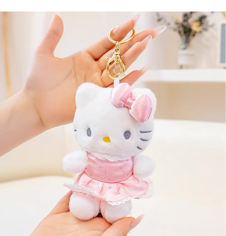 Hello Kitty Sanrio Plush Toy Keychain Birthday Women's Day March 8th Goddess Festival Gift Girlfriend Kitty Pendant 8