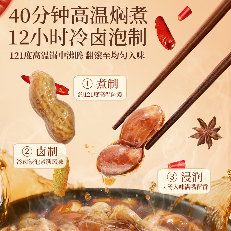 老街口带壳卤汁花生香辣味250g/袋水煮花生熟花生下酒菜小吃休闲零食