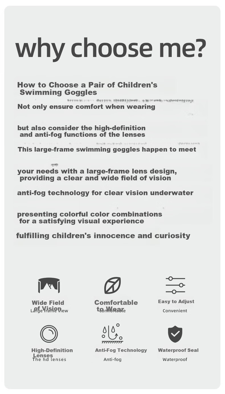 Jiehu Children's Swimming Goggles And Cap, Waterproof Anti-Fog High-Definition Large Frame Swim Glasses Set for Boys And Girls 2