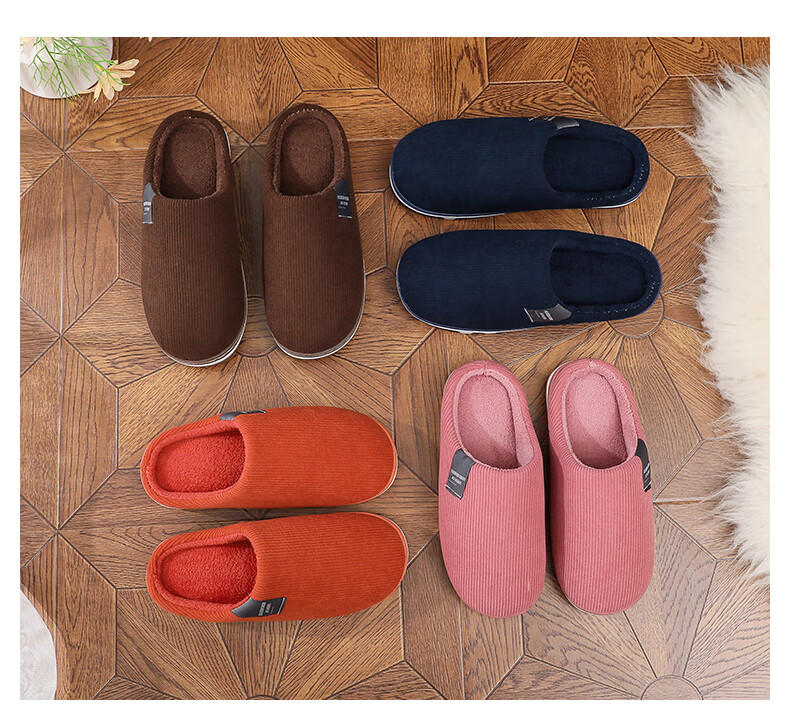 TZLDN Women's Cotton Slippers 2025 Autumn Winter New Warm Corduroy Fleece Slippers for Men and Women Couples 3