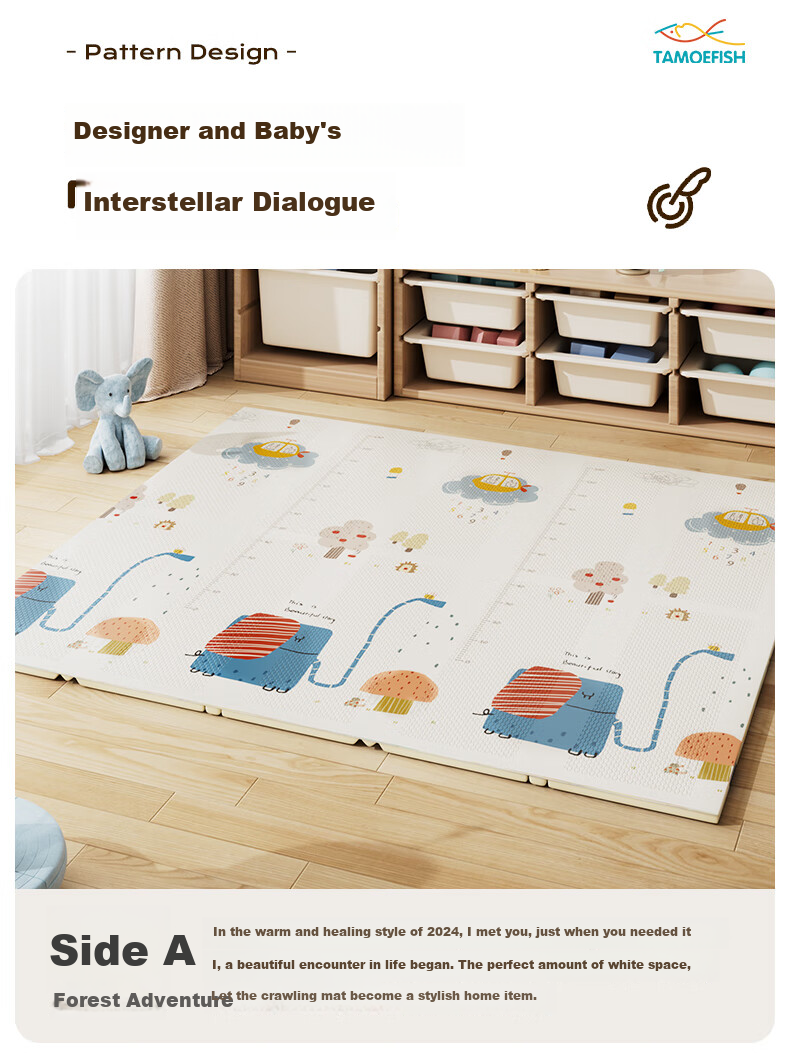 Tamengyu Crawling Mat, Baby Play Mat, Infant XPE Foldable Floor Mat, Foam Non-Slip Children's Toy Mat, Nap Pad, Thick 2