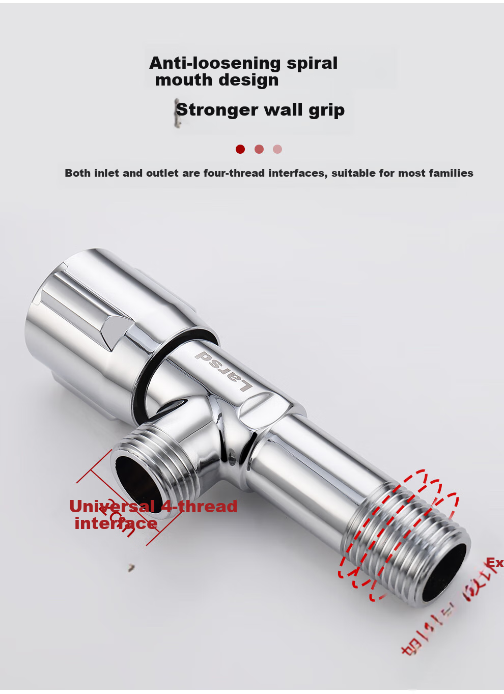 Larsd Extended Angle Valve, Copper Body Thickened Hot And Cold Water Quick-Open Triangular Valve, 1/2 Inch Elbow Valve, Stop Valve LD10207 13