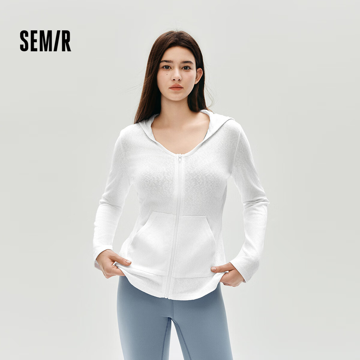 Semir Women's Autumn Textured Slim-Fit Hooded Jacket, 2025 Ins Trendy Clever Style Elegant Coat, 10A525108003